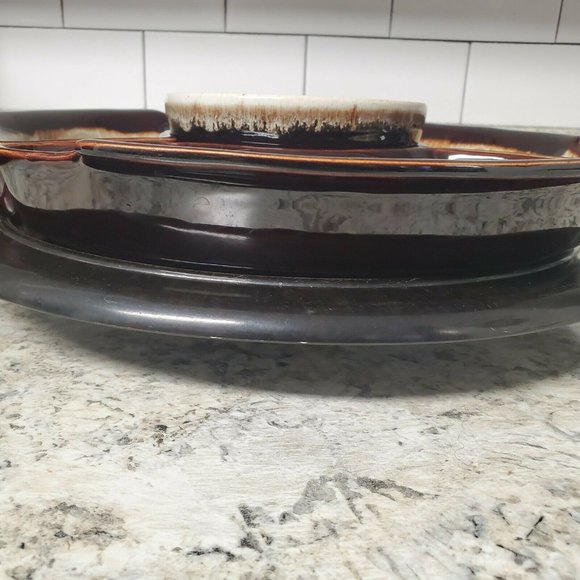 Vintage Brown Drip Glaze 5 Piece Serving Platter L - Picture 2 of 12